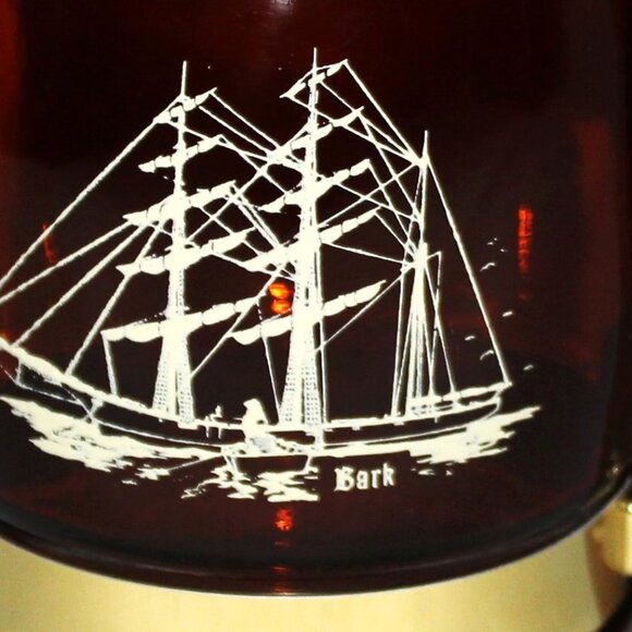 Vintage Siesta Ware Amber Brown Glass Mugs | Nautical Mugs | Ship Stein - Picture 6 of 8